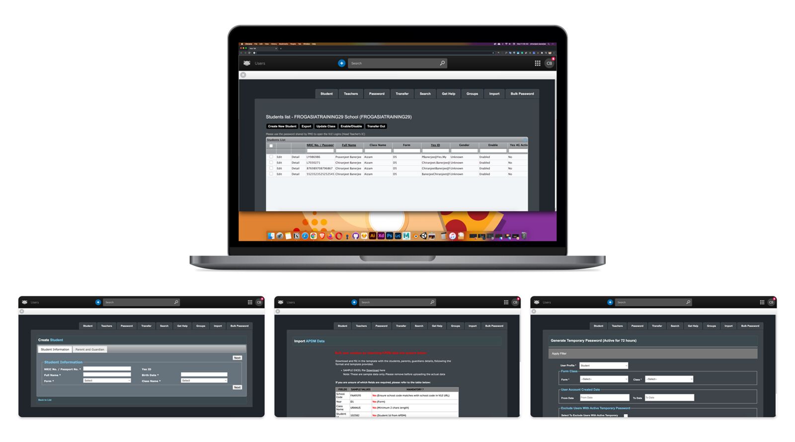 The 2012 user management application before the redesign