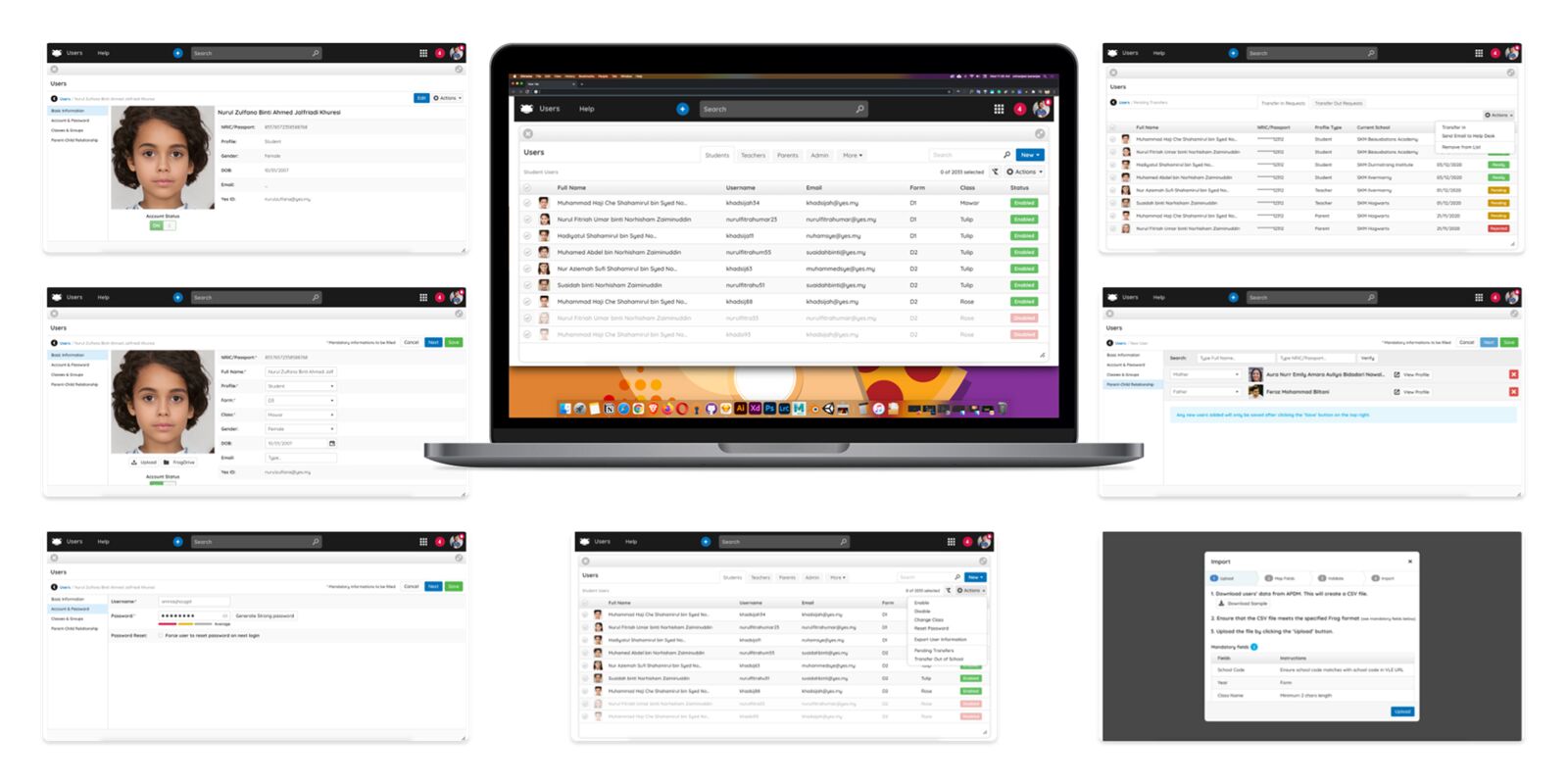 The final design of the user management tool